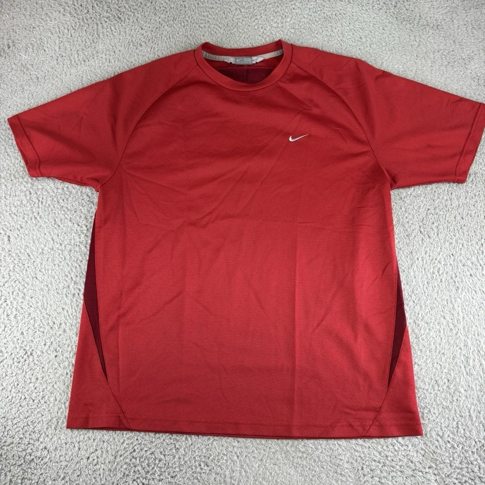 Vintage Nike Men's T Shirt Medium Waffle Embroidery Red Tag Y2K